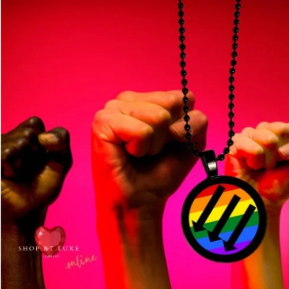 Three Arrows LBGTQ Peaceful Protest Necklace - Picture 7 of 9